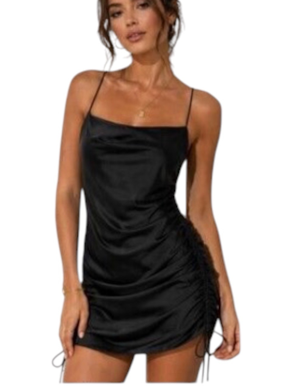 Zara Black Ruched Sleeveless Mini Dress NWOT Size XS Sexy Romantic